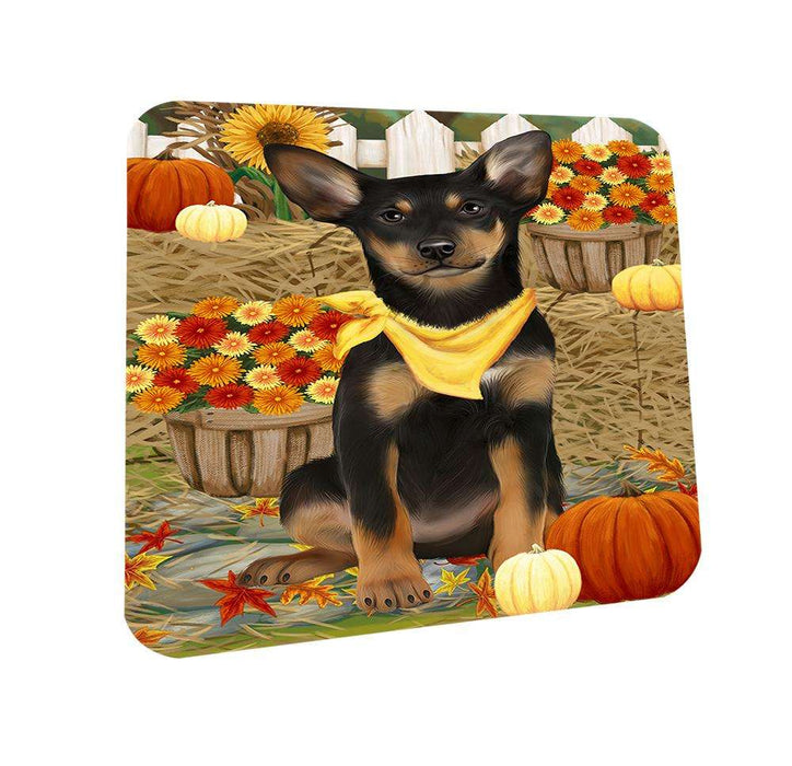 Fall Autumn Greeting Australian Kelpie Dog with Pumpkins Coasters Set of 4 CST50618