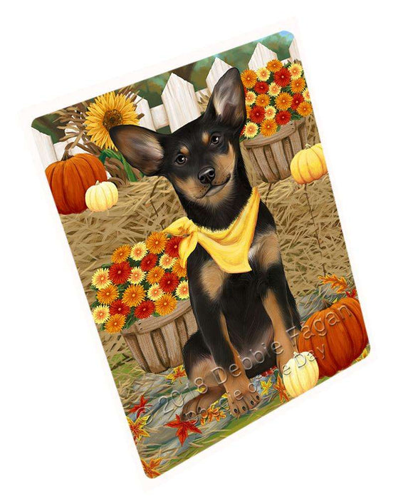 Fall Autumn Greeting Australian Kelpie Dog with Pumpkins Cutting Board C56037