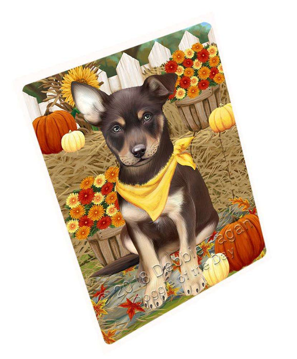 Fall Autumn Greeting Australian Kelpie Dog with Pumpkins Cutting Board C56040