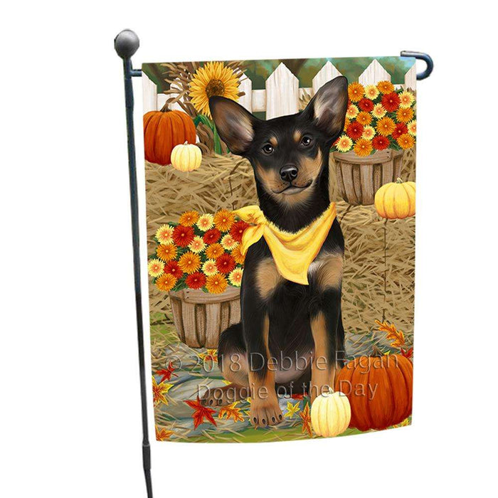 Fall Autumn Greeting Australian Kelpie Dog with Pumpkins Garden Flag GFLG0552