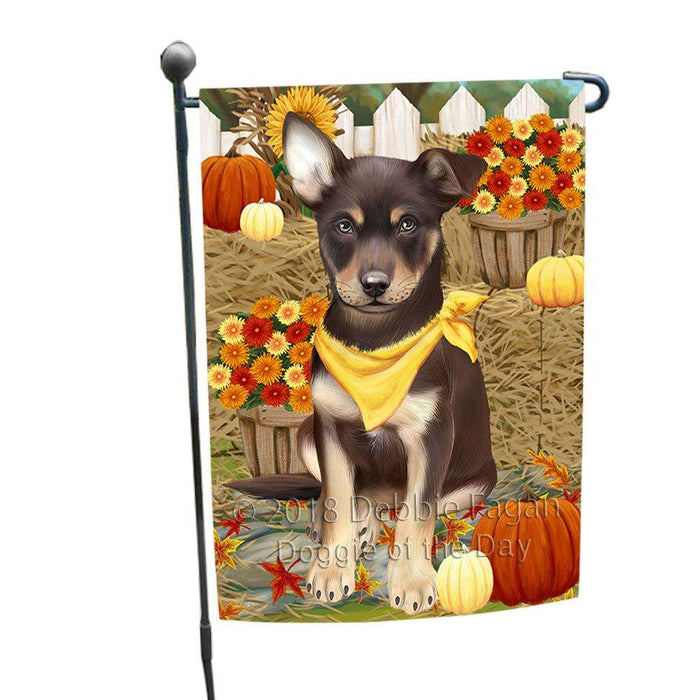 Fall Autumn Greeting Australian Kelpie Dog with Pumpkins Garden Flag GFLG0553