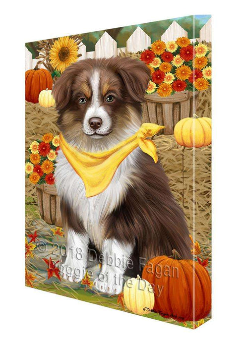 Fall Autumn Greeting Australian Shepherd Dog with Pumpkins Canvas Print Wall Art Décor CVS72296