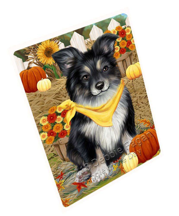 Fall Autumn Greeting Australian Shepherd Dog with Pumpkins Cutting Board C56055