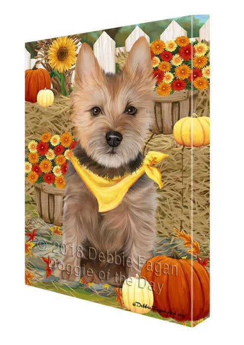 Fall Autumn Greeting Australian Terrier Dog with Pumpkins Canvas Print Wall Art Décor CVS87524