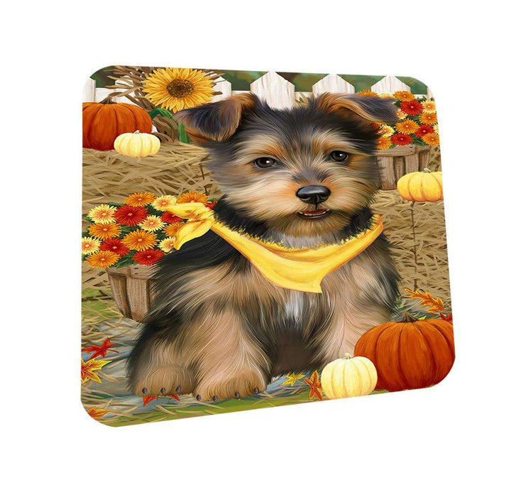 Fall Autumn Greeting Australian Terrier Dog with Pumpkins Coasters Set of 4 CST52261