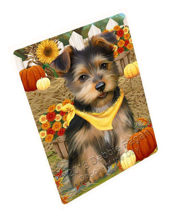 Fall Autumn Greeting Australian Terrier Dog with Pumpkins Cutting Board C60999