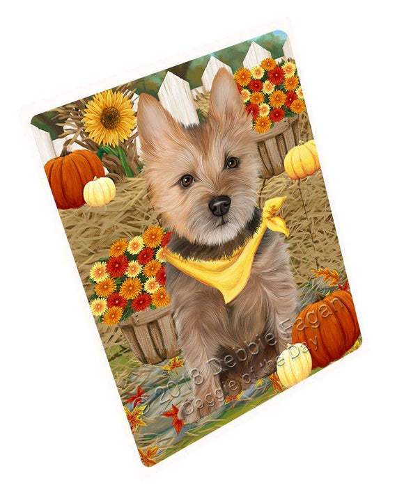 Fall Autumn Greeting Australian Terrier Dog with Pumpkins Cutting Board C61002
