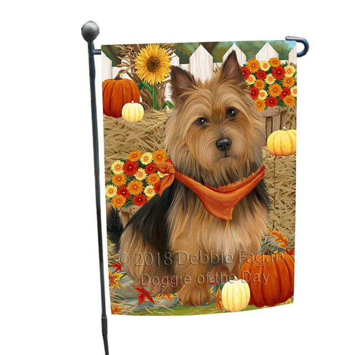 Fall Autumn Greeting Australian Terrier Dog with Pumpkins Garden Flag GFLG52246