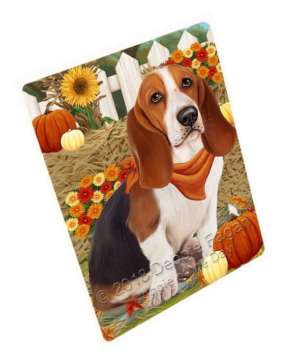 Fall Autumn Greeting Basset Hound Dog with Pumpkins Cutting Board C56058