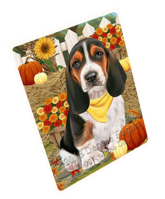 Fall Autumn Greeting Basset Hound Dog with Pumpkins Cutting Board C56061
