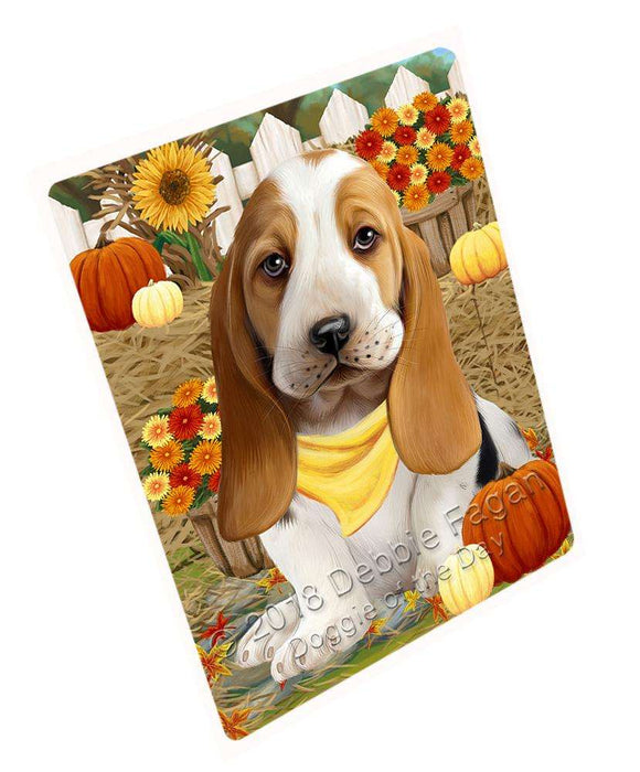 Fall Autumn Greeting Basset Hound Dog with Pumpkins Cutting Board C56064