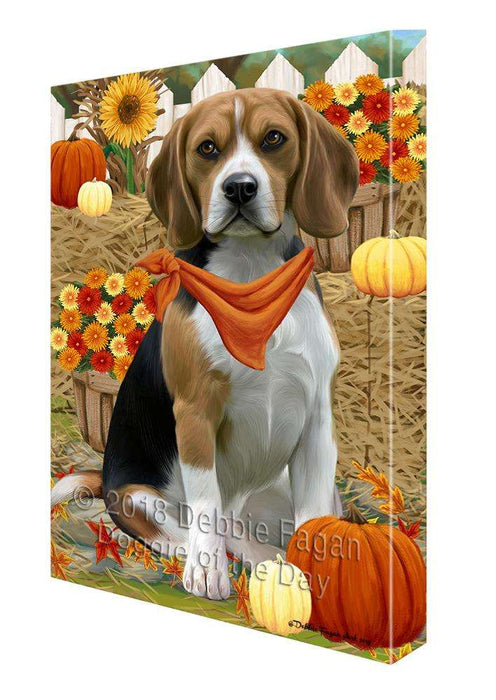 Fall Autumn Greeting Beagle Dog with Pumpkins Canvas Print Wall Art Décor CVS72350