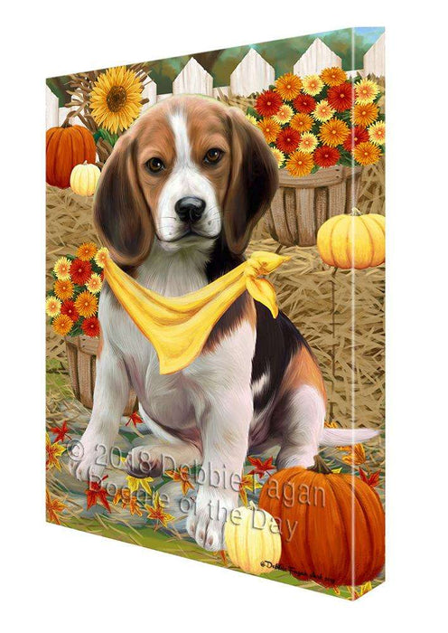 Fall Autumn Greeting Beagle Dog with Pumpkins Canvas Print Wall Art Décor CVS72359