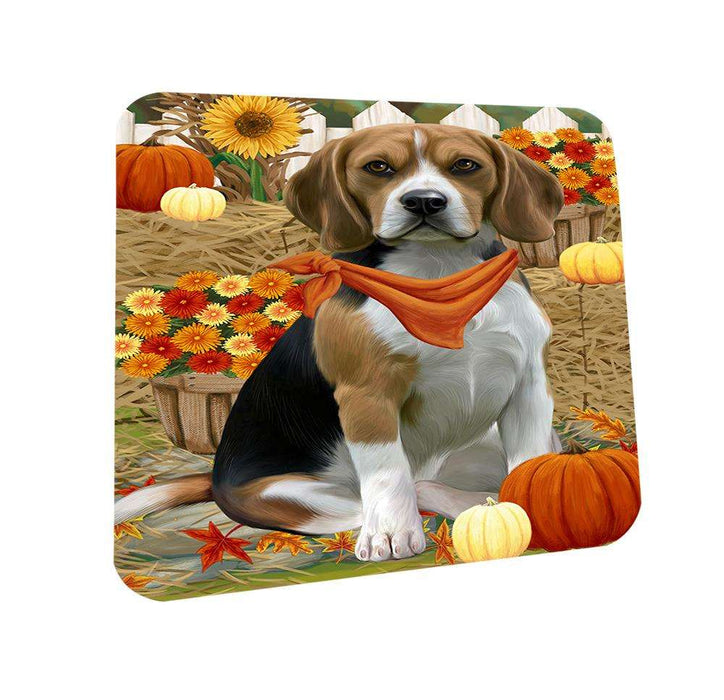 Fall Autumn Greeting Beagle Dog with Pumpkins Coasters Set of 4 CST50628