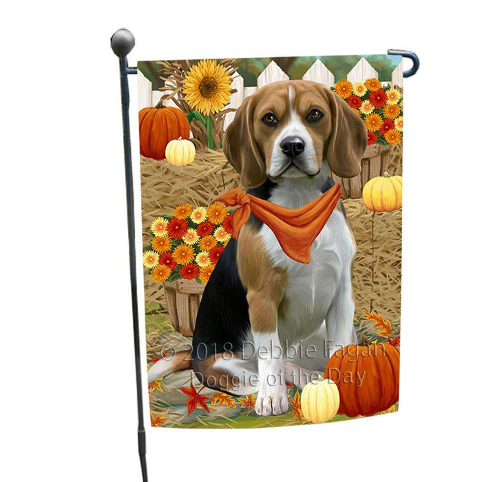Fall Autumn Greeting Beagle Dog with Pumpkins Garden Flag GFLG0562