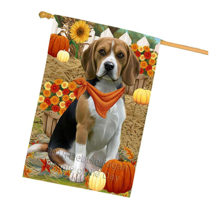 Fall Autumn Greeting Beagle Dog with Pumpkins House Flag FLG50698