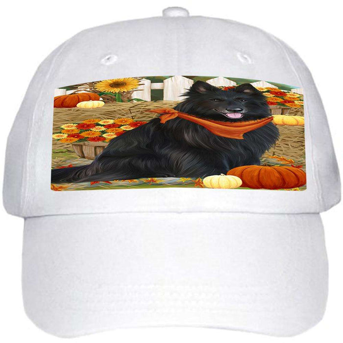 Fall Autumn Greeting Belgian Shepherd Dog with Pumpkins Ball Hat Cap HAT55782