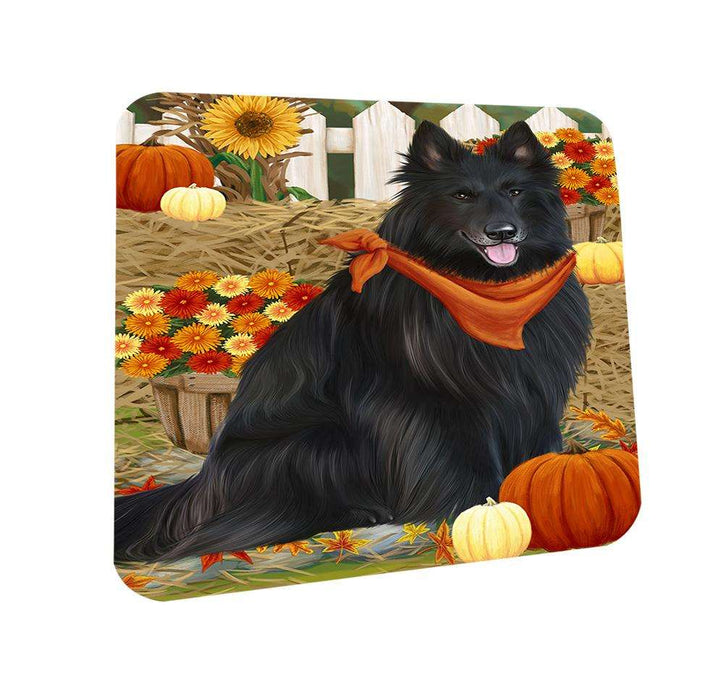 Fall Autumn Greeting Belgian Shepherd Dog with Pumpkins Coasters Set of 4 CST50630