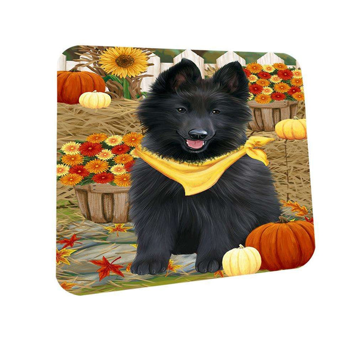 Fall Autumn Greeting Belgian Shepherd Dog with Pumpkins Coasters Set of 4 CST50631