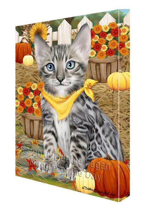 Fall Autumn Greeting Bengal Cat with Pumpkins Canvas Print Wall Art Décor CVS87542