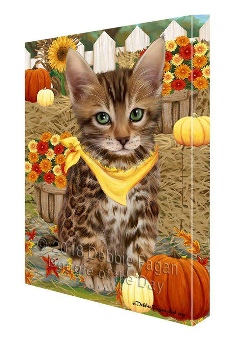 Fall Autumn Greeting Bengal Cat with Pumpkins Canvas Print Wall Art Décor CVS87551