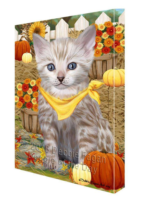 Fall Autumn Greeting Bengal Cat with Pumpkins Canvas Print Wall Art Décor CVS87560