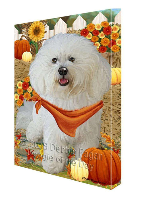 Fall Autumn Greeting Bichon Frise Dog with Pumpkins Canvas Print Wall Art Décor CVS72404