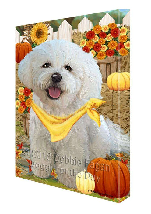 Fall Autumn Greeting Bichon Frise Dog with Pumpkins Canvas Print Wall Art Décor CVS72413