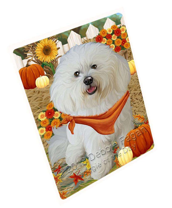 Fall Autumn Greeting Bichon Frise Dog with Pumpkins Cutting Board C56085