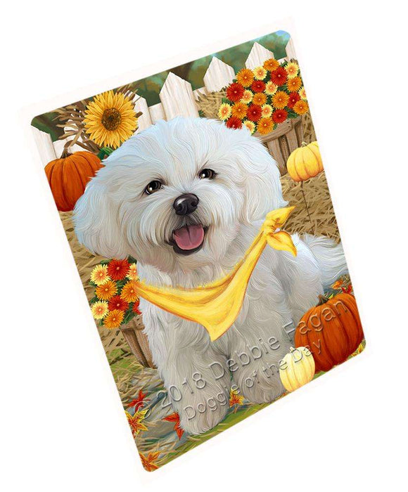 Fall Autumn Greeting Bichon Frise Dog with Pumpkins Cutting Board C56088