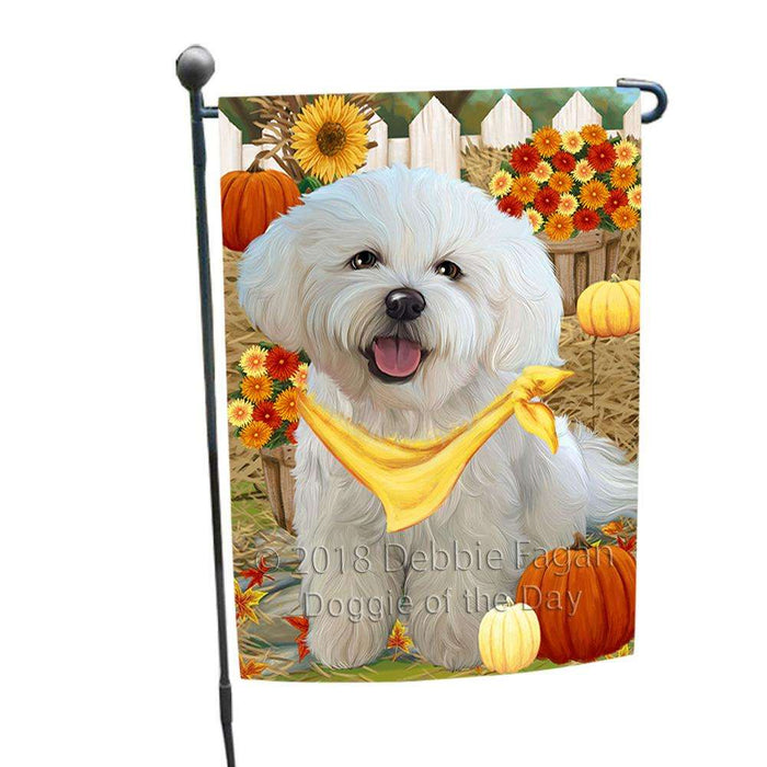 Fall Autumn Greeting Bichon Frise Dog with Pumpkins Garden Flag GFLG0569