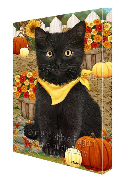 Fall Autumn Greeting Black Cat with Pumpkins Canvas Print Wall Art Décor CVS87596