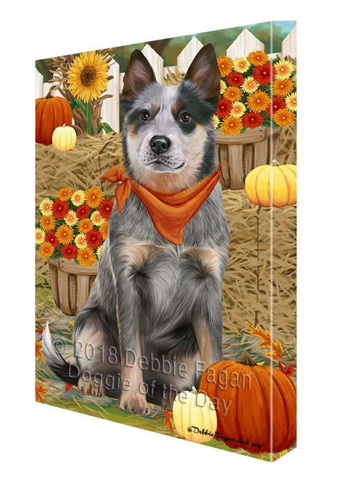 Fall Autumn Greeting Blue Heeler Dog with Pumpkins Canvas Print Wall Art Décor CVS87605