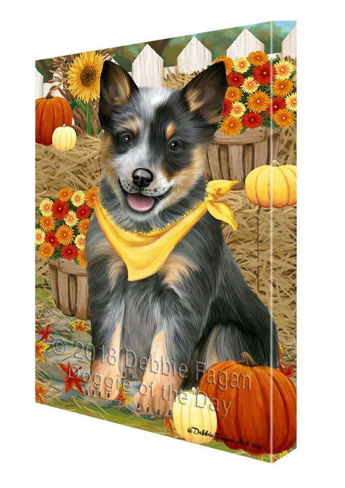 Fall Autumn Greeting Blue Heeler Dog with Pumpkins Canvas Print Wall Art Décor CVS87614