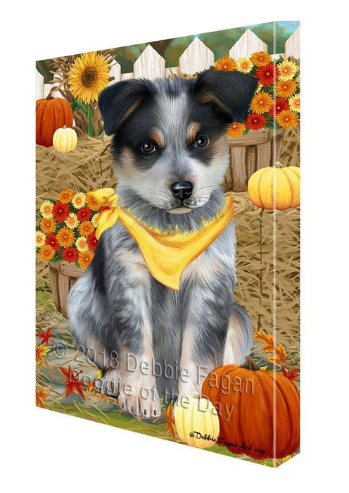 Fall Autumn Greeting Blue Heeler Dog with Pumpkins Canvas Print Wall Art Décor CVS87623