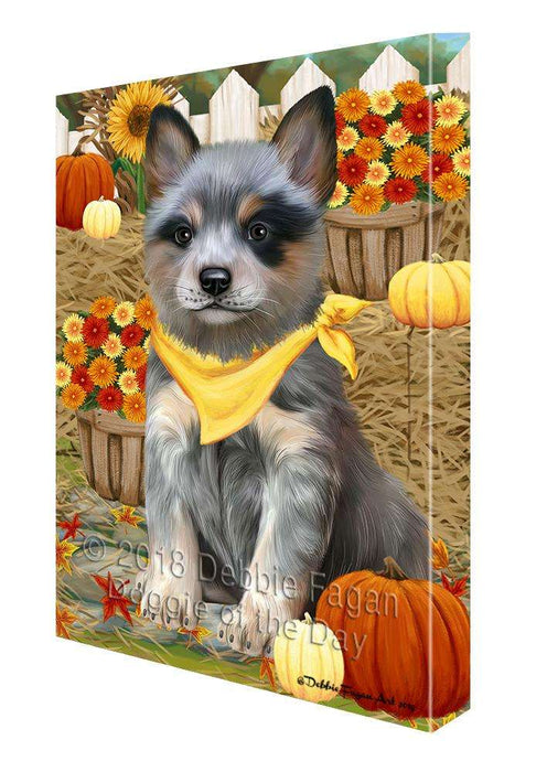 Fall Autumn Greeting Blue Heeler Dog with Pumpkins Canvas Print Wall Art Décor CVS87632