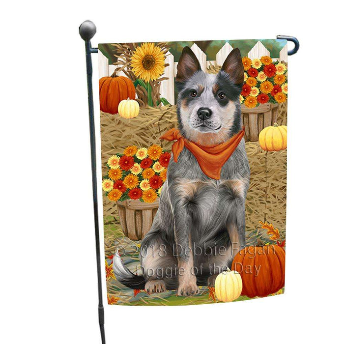 Fall Autumn Greeting Blue Heeler Dog with Pumpkins Garden Flag GFLG52257