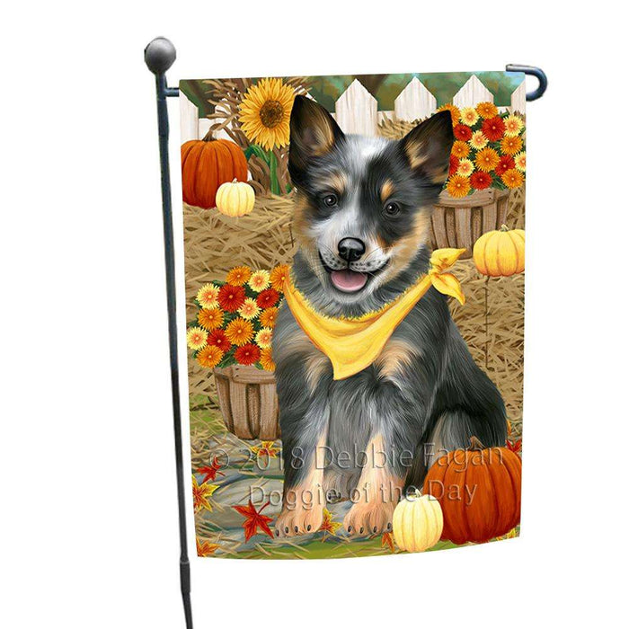 Fall Autumn Greeting Blue Heeler Dog with Pumpkins Garden Flag GFLG52258