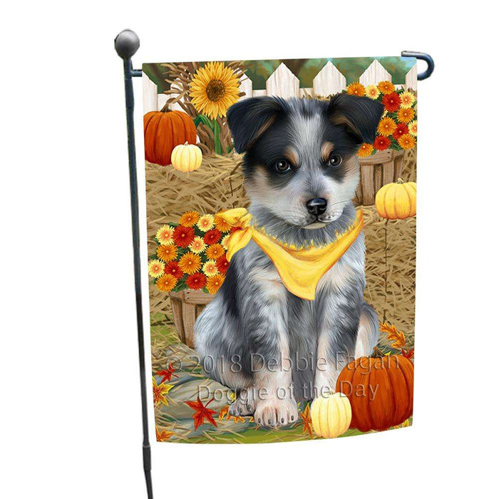 Fall Autumn Greeting Blue Heeler Dog with Pumpkins Garden Flag GFLG52259