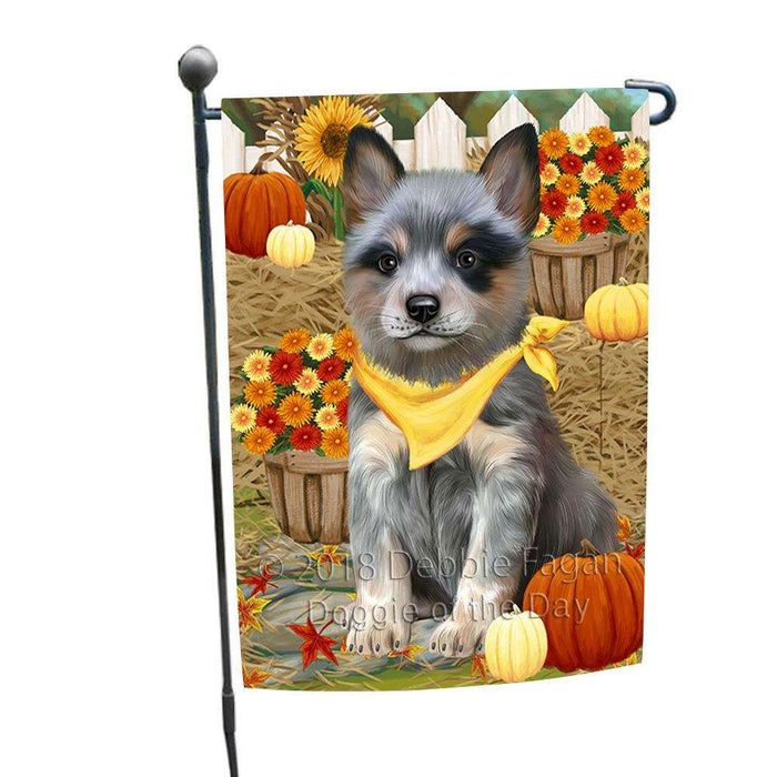 Fall Autumn Greeting Blue Heeler Dog with Pumpkins Garden Flag GFLG52260