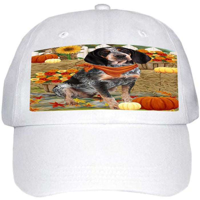 Fall Autumn Greeting Bluetick Coonhound Dog with Pumpkins Ball Hat Cap HAT55800