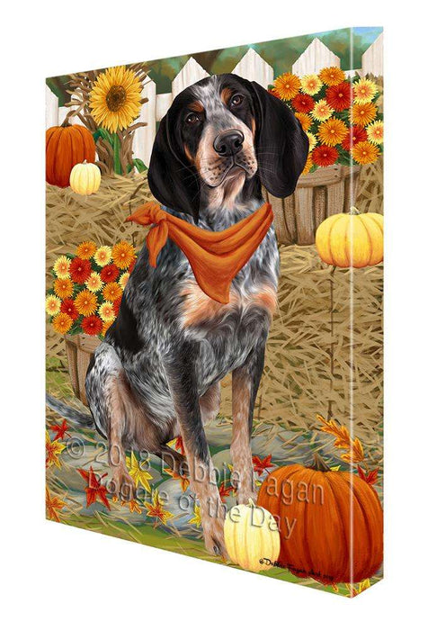 Fall Autumn Greeting Bluetick Coonhound Dog with Pumpkins Canvas Print Wall Art Décor CVS72422