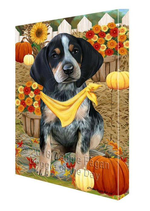 Fall Autumn Greeting Bluetick Coonhound Dog with Pumpkins Canvas Print Wall Art Décor CVS72431