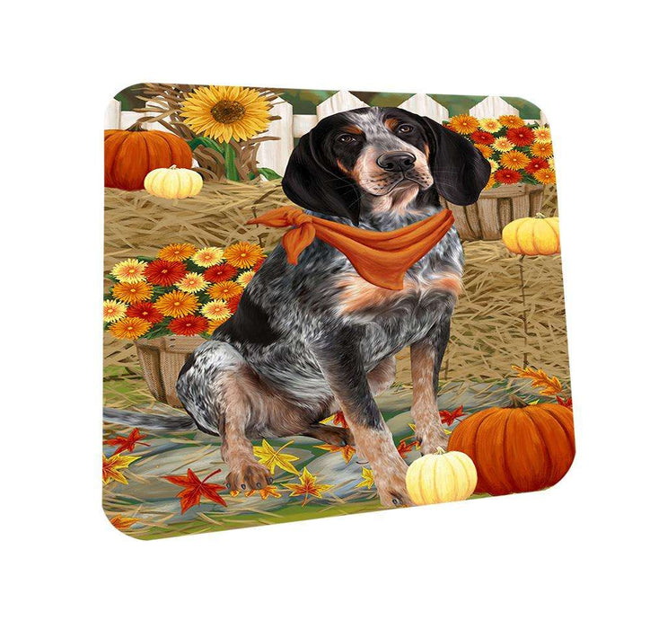 Fall Autumn Greeting Bluetick Coonhound Dog with Pumpkins Coasters Set of 4 CST50636