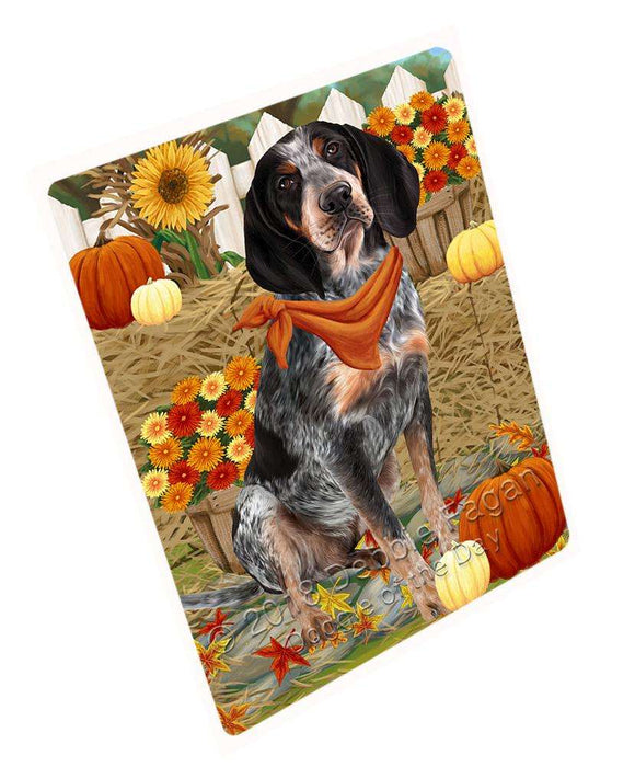 Fall Autumn Greeting Bluetick Coonhound Dog with Pumpkins Cutting Board C56091