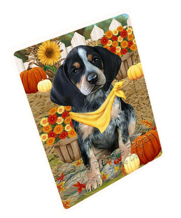 Fall Autumn Greeting Bluetick Coonhound Dog with Pumpkins Cutting Board C56094