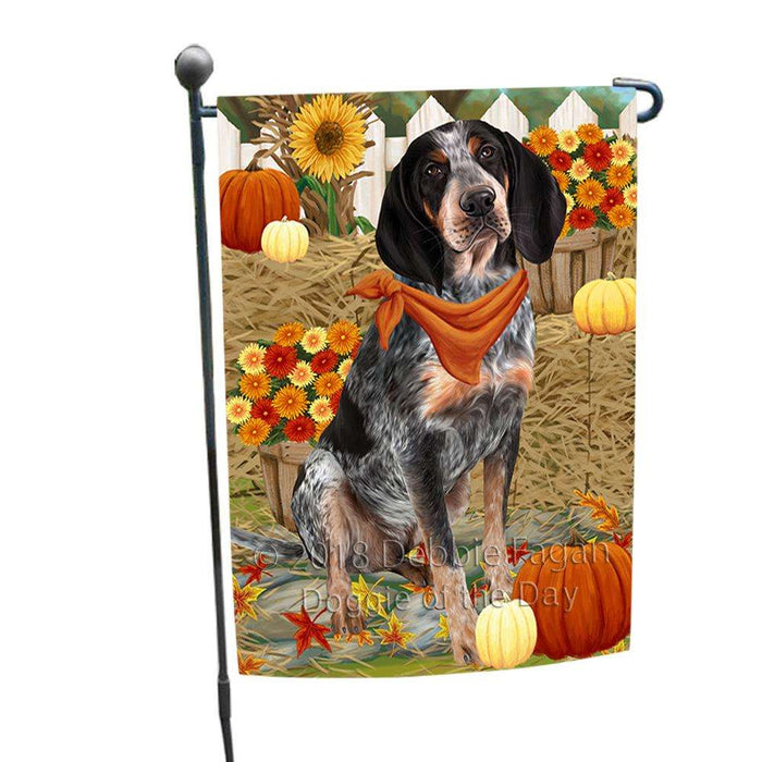 Fall Autumn Greeting Bluetick Coonhound Dog with Pumpkins Garden Flag GFLG0570