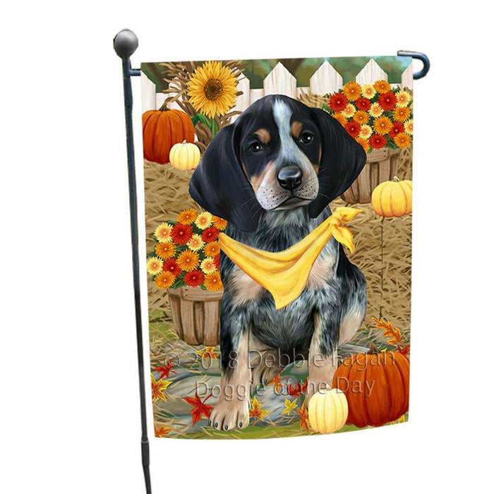Fall Autumn Greeting Bluetick Coonhound Dog with Pumpkins Garden Flag GFLG0571