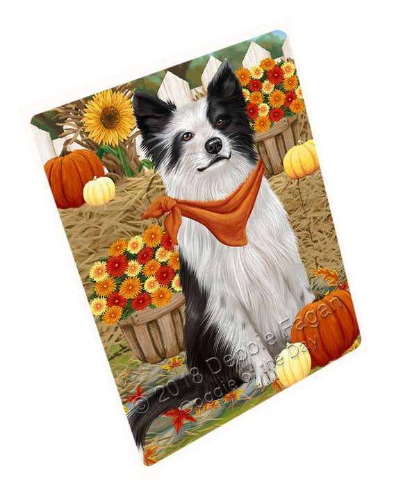 Fall Autumn Greeting Border Collie Dog with Pumpkins Cutting Board C56097