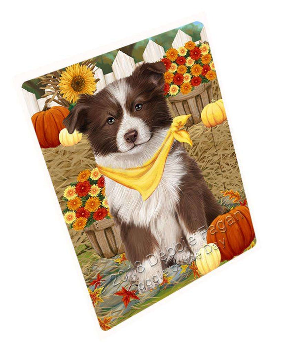 Fall Autumn Greeting Border Collie Dog with Pumpkins Cutting Board C56100